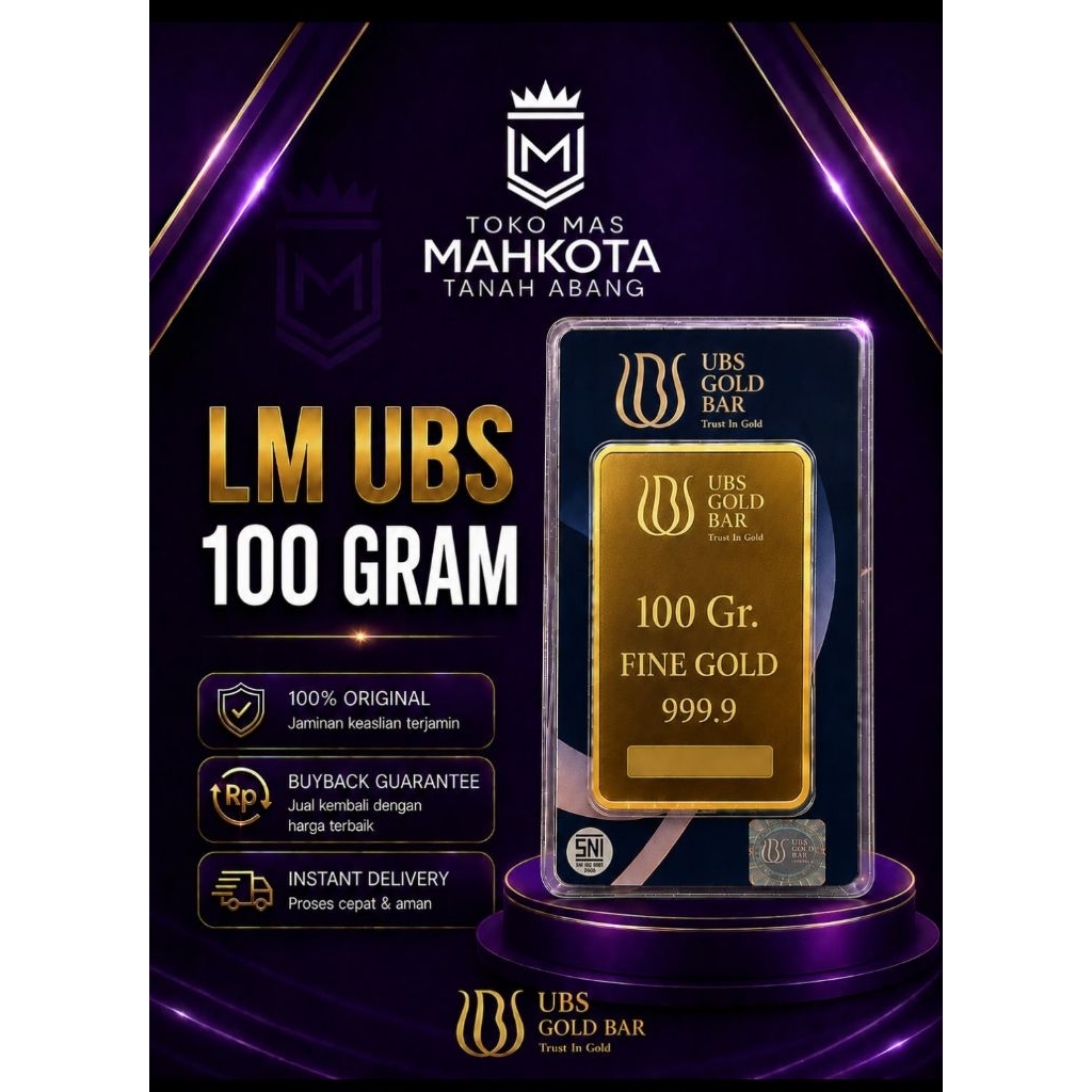 logam mulia UBS gold berat 100gram ( harga sebagian )