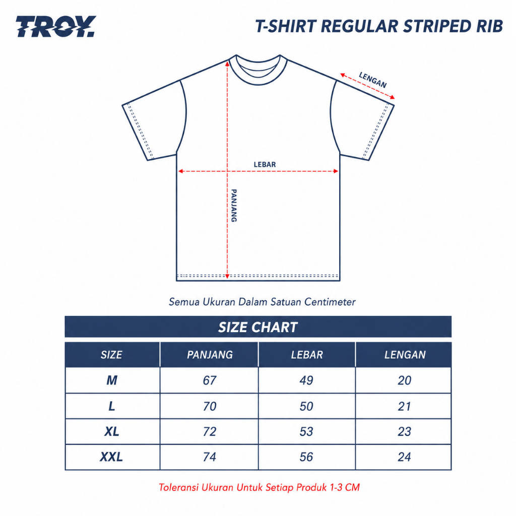 Troy Company Striped Rib Tshirt Mineral Blue Smoke Glyph - Kaos Pria Lengan Pendek Biru Mineral KST 3035-3MB1O1R