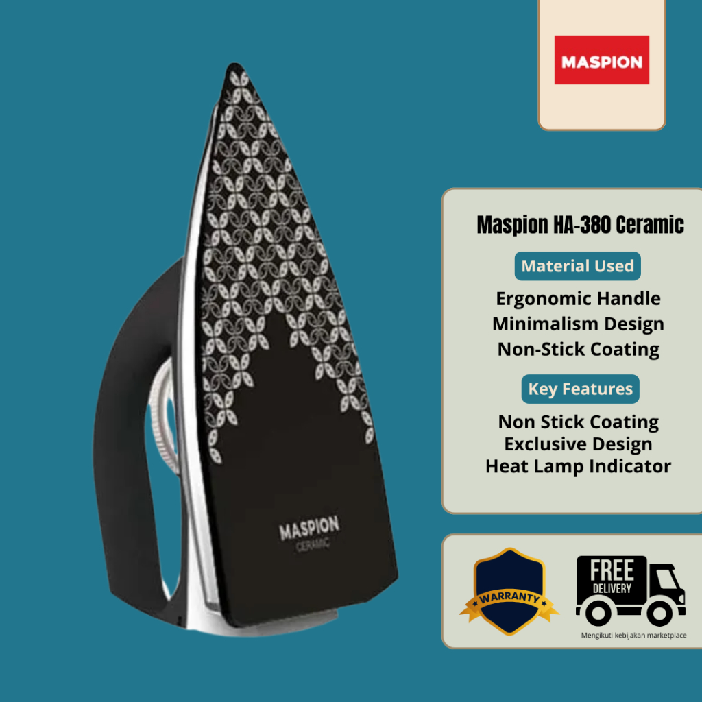 SETRIKA MASPION - SETRIKA PAKAIAN - GOSOKAN BAJU MASPION - HA 380 CERAMIC - MASPION