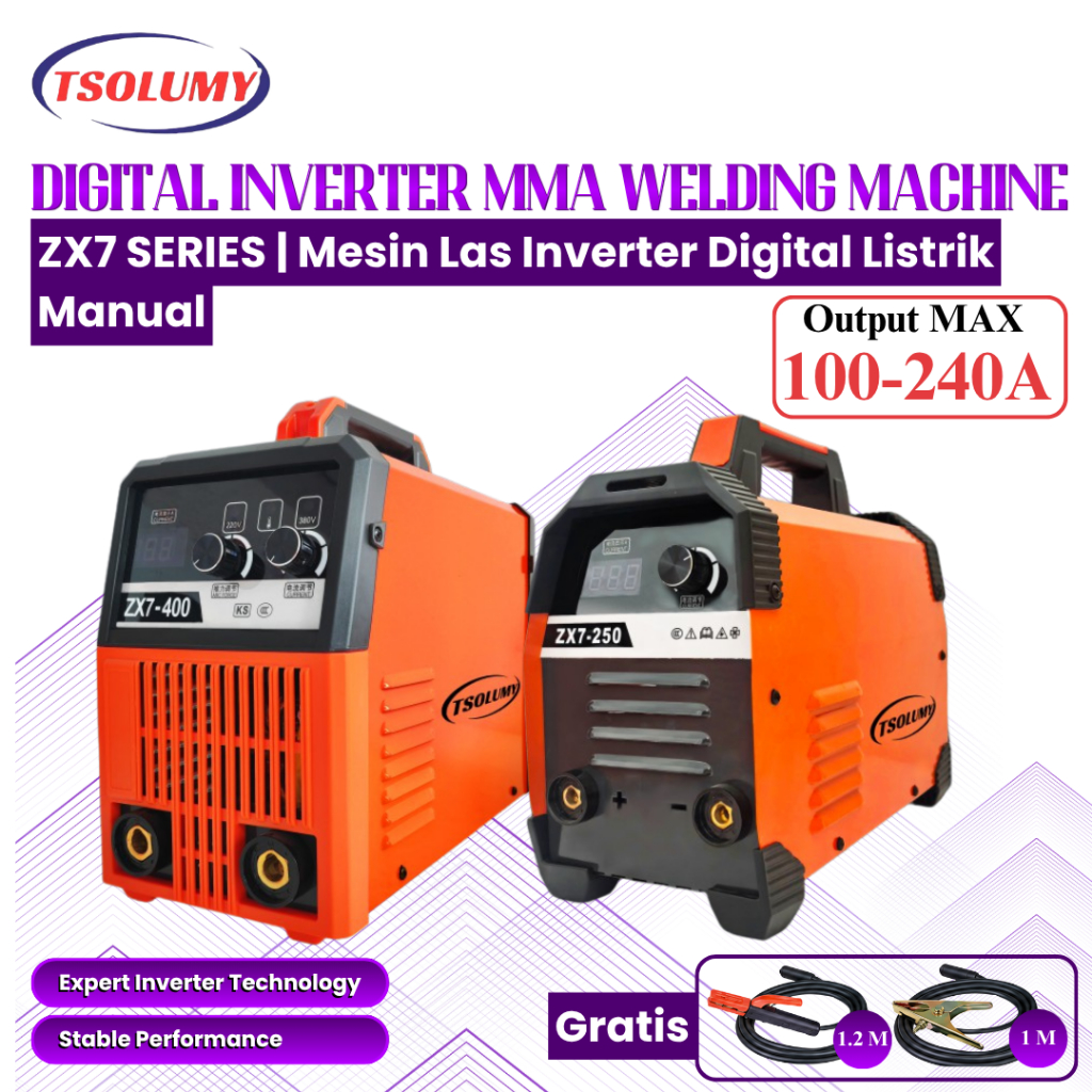 TSOLUMY Mesin Las Inverter Digital MMA Mesin Las Listrik IGBT ZX7-225 ZX7-250 ZX7-285 ZX7-315 ZX7-40