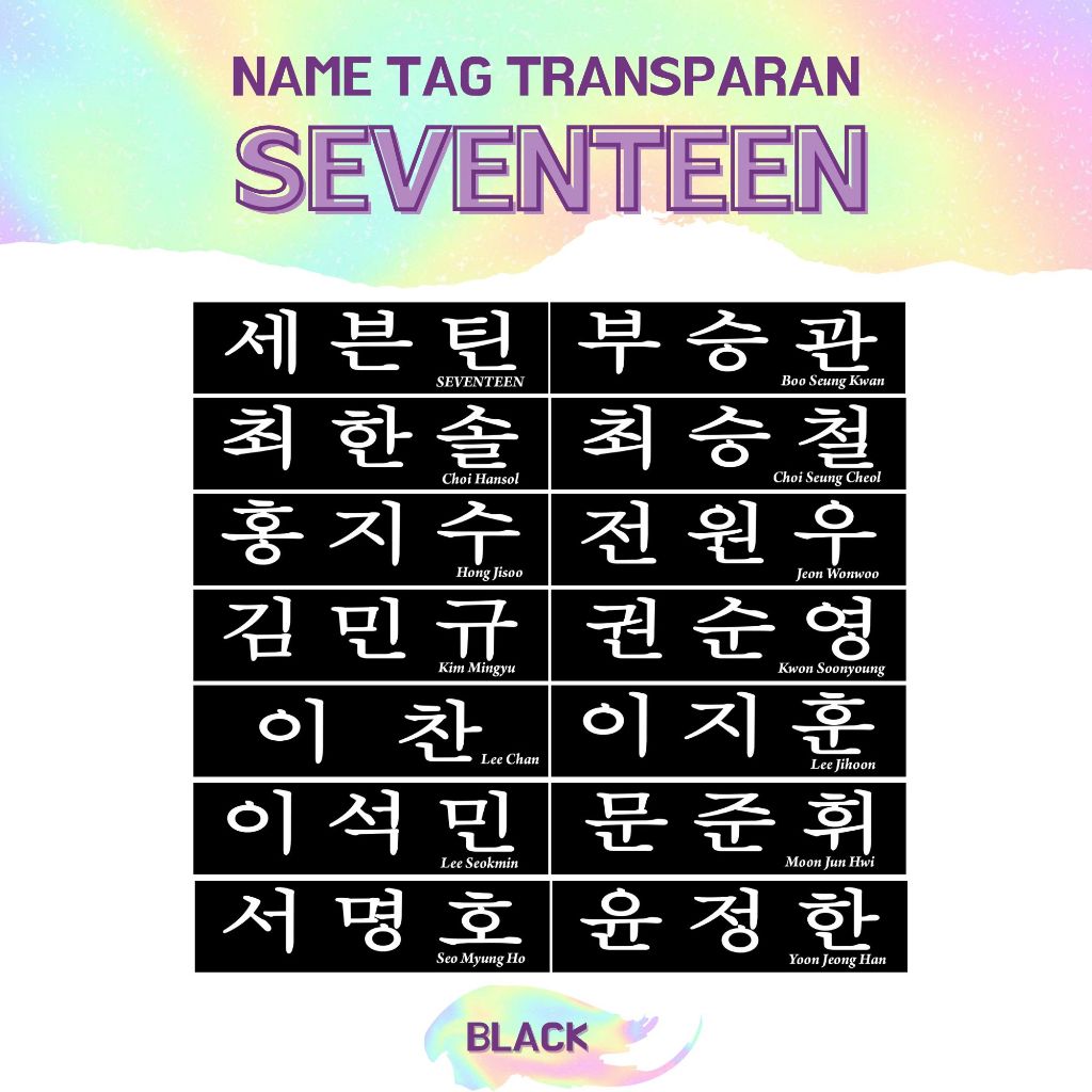 TRANSPARAN STIKER SEVENTEEN NAMETAG 2 PCS NAME TAG STICKER NAMA KPOP UNOFFICIAL SCOUPS WONWOO
