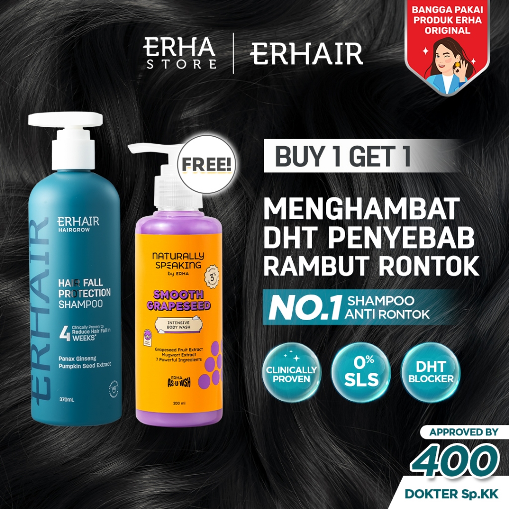 ERHA ERHAIR HairGrow Shampoo 370ml | Panax Ginseng, Pumpkin Seed & DHT Blocker | Shampoo Non SLS unt