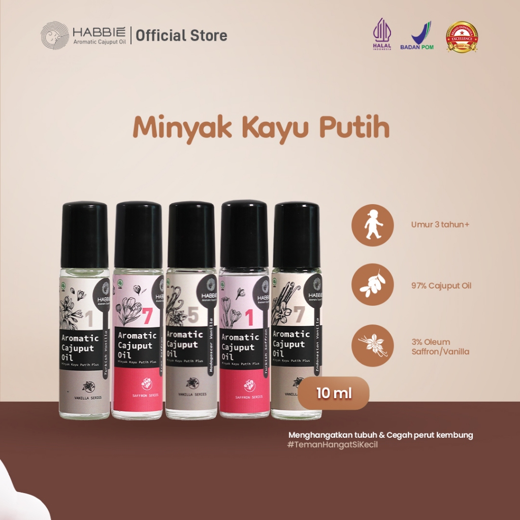 Habbie Aromatic Minyak Kayu Putih Roll On Vanilla & Saffron Series 10ml