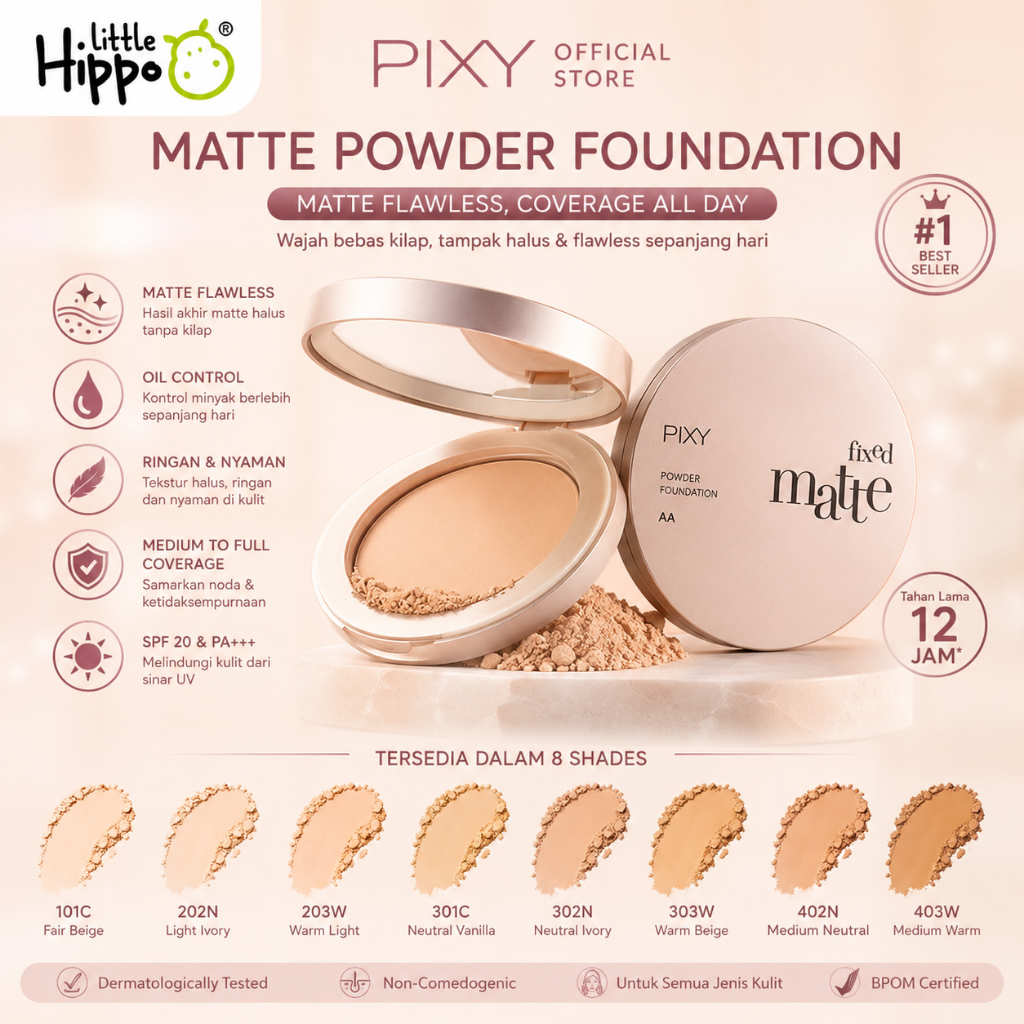 PIXY Fixed Matte Powder Foundation Bedak Padat Two Way Cake Pixy Matte Compact Powder Pixy