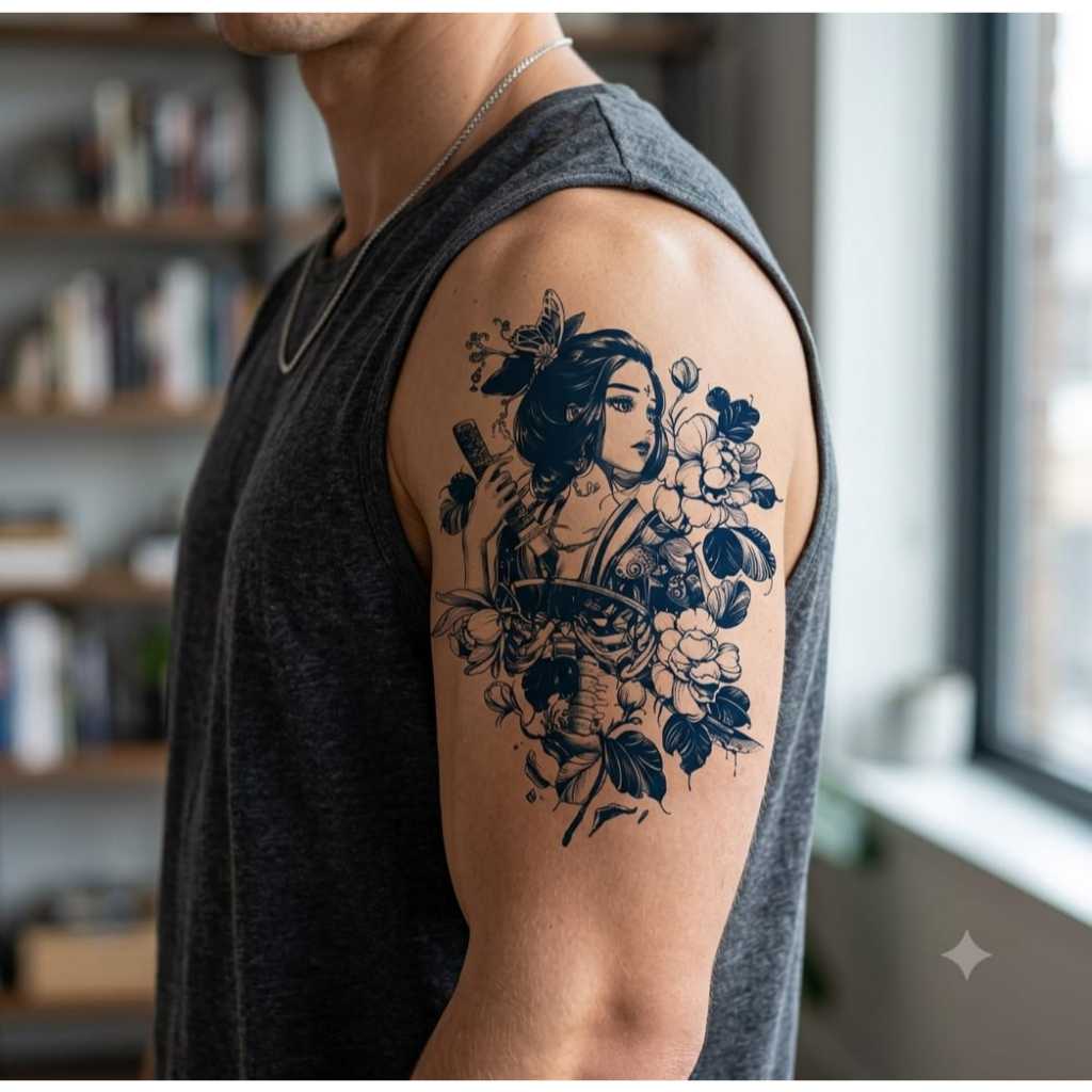 ( SEMI PERMANEN ) Tatto temporer ZR 014 WANITA JEPANG size 21x15 stiker tatto temporary tato tempel 