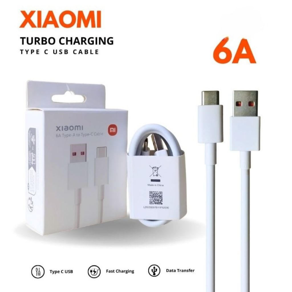 KABEL DATA XIAOMITURBO CHARGER ORIGINAL XIAOMI 100% 6 AMPERE USB TYPE C
