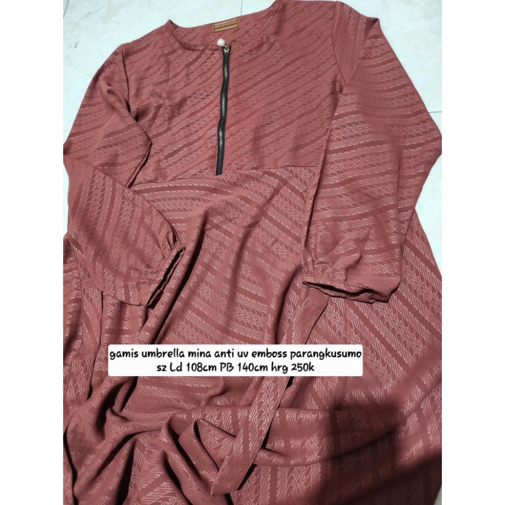 Gamis umbrella kain mina anti uv warna Cinnamon