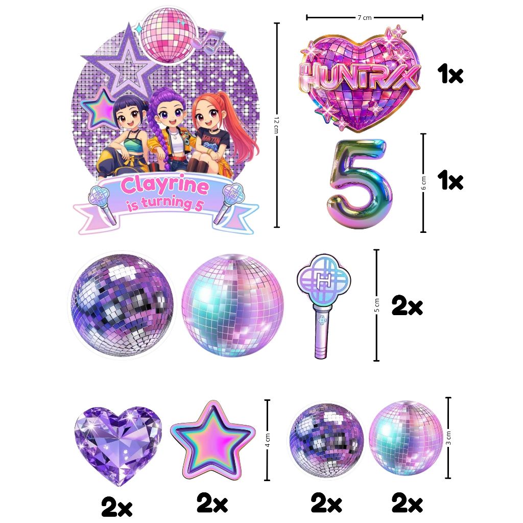 Topper KPop Demon Hunters // Hiasan Cake KPop Demon Hunters // Topper Demon Hunter KPOP // Topper Cu