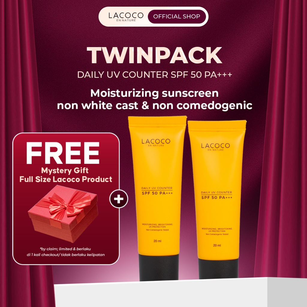 [Twin Pack] Lacoco Sunscreen Daily UV Counter SPF 50 PA+++ - Sunscreen Non Comedogenic/Melindungi Ku
