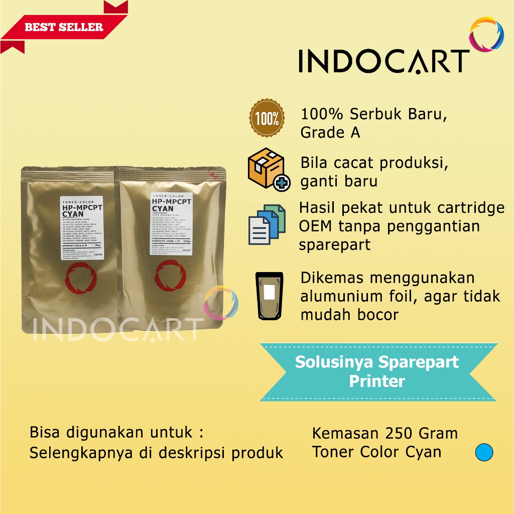 Serbuk Toner Warna MPCPT 124A 125A 126A 128A-HP 1600 2600 CP1215 CP1025 CP1525 CM1015-CMY (250gr-270