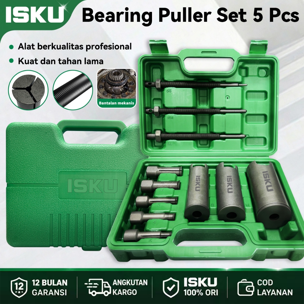 ISKU Treker Bearing CVT Set 5 Pcs Alat Cabut Laher Dalam Internal Bearing Puller Kit 9mm-23mm Pembuk
