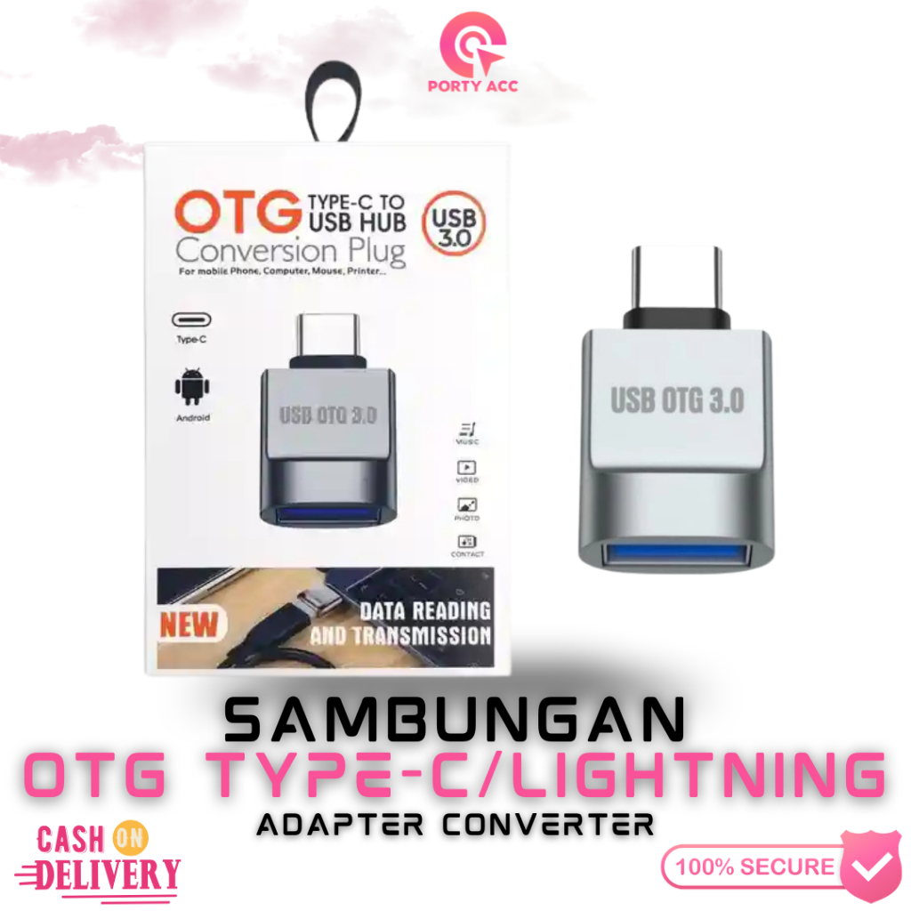 OTG TYPE-C DAN LIGHTNING USB 3.0 ADAPTER CONVERTER ANDROID TABLE PLUG & PLAY OTG IPHONE TO USB ORIGI