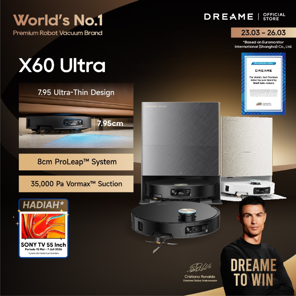 [GRAND LAUNCH] Dreame X60 Ultra Robot Vacuum | 7.95cm Ultra-Thin Flagship | 36,000Pa Vormax | FlexiA