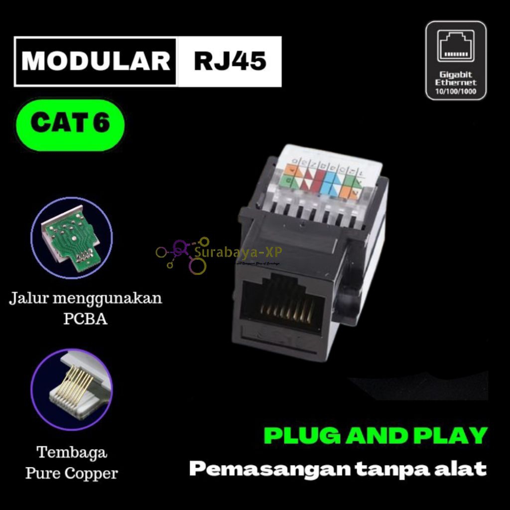 MODULAR KEYSTONE RJ45 CAT6 untuk Faceplate dinding wall