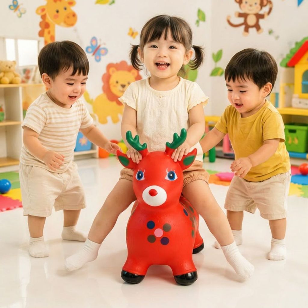 Pengiriman Gratis Animal Jumping Music Karet Kuda unicorn rusa sapi  Keamanan anti-slip Mainan Flash