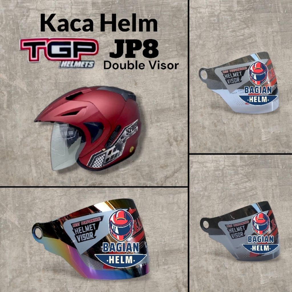 BAGIANHELM Kaca Helm TGP JP8 Visor Helmet Tgp Jp8 Double Visor Warna Bening Hitam Pelangi