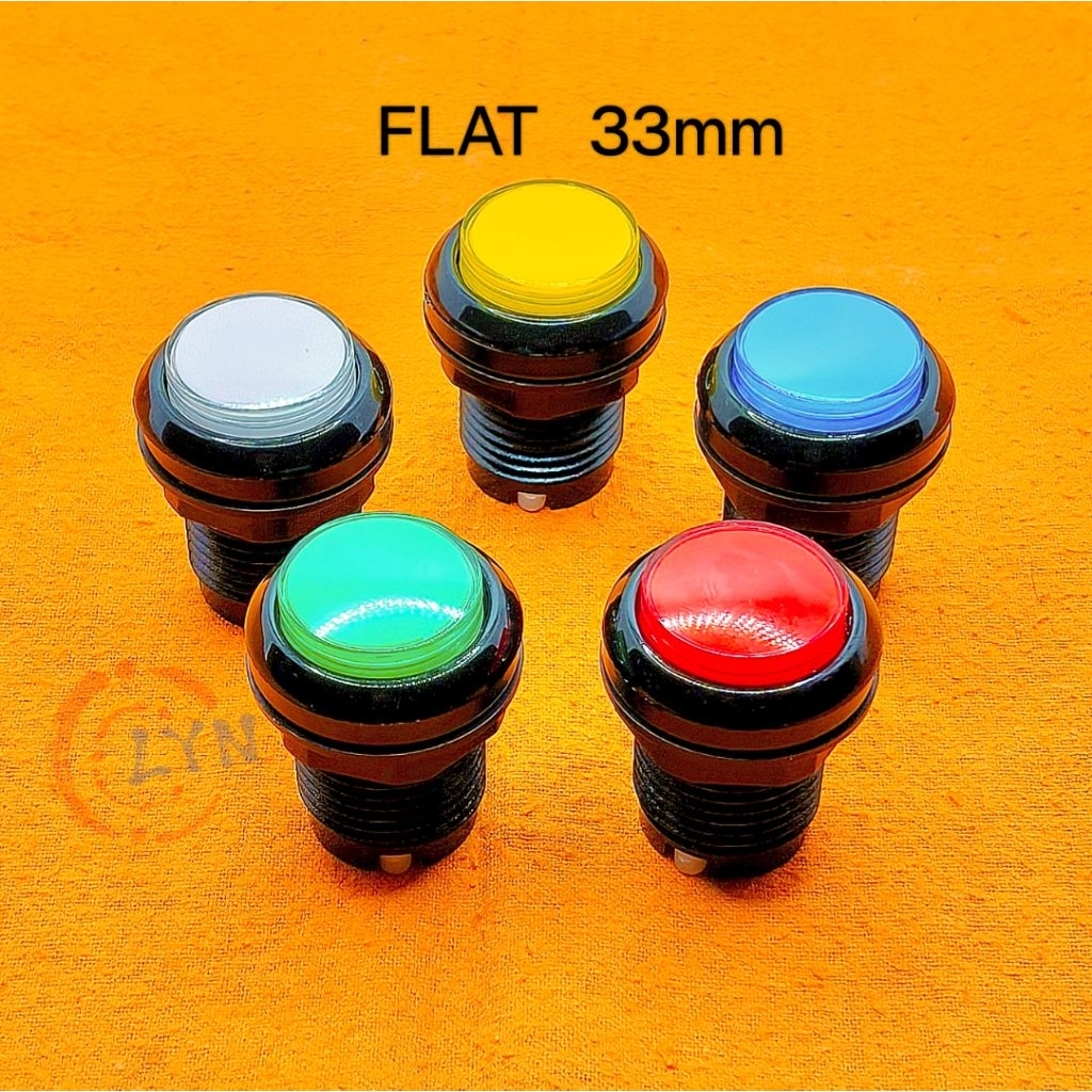 Tombol FLAT RATA MINI 3.3cm 33mm Arcade DingDong Quiz Push On Button Kuis Led