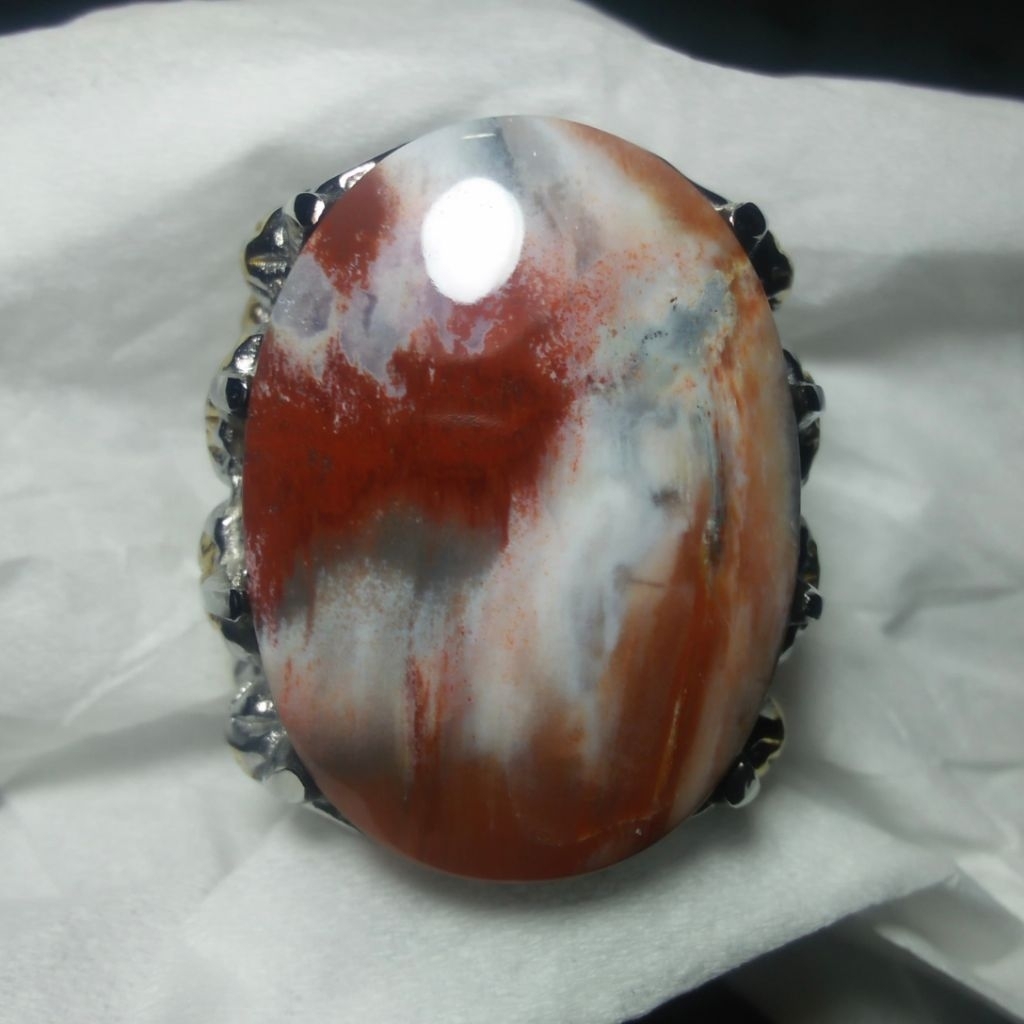 Batu Pho-sil Kayu Pancawarna - Batu Pancawarna - Cincin Batu Akik Pancawarna - Cincin Batu Akik