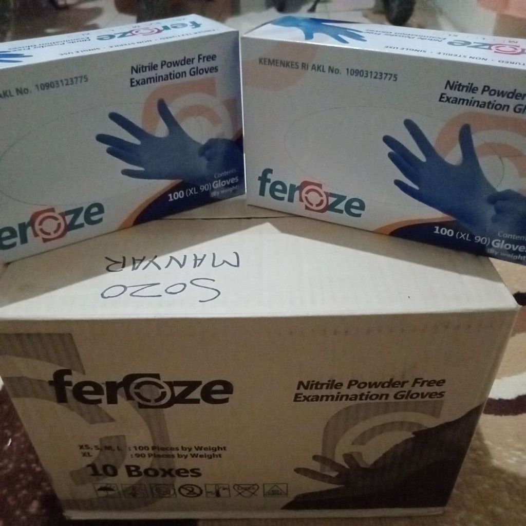 Feroze Sarung Tangan Nitrile 100pcs/Glove Nitrile/Sarung Tangan Nitrile/Nitrile powder free