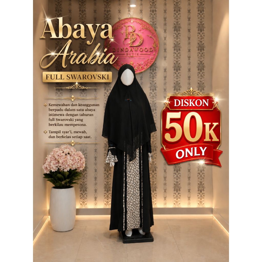 Abaya Sjsesa Swarovski Premium Original | Gamis Arab Mewah Wanita | Dress Muslimah Sahla ala Sisesa 