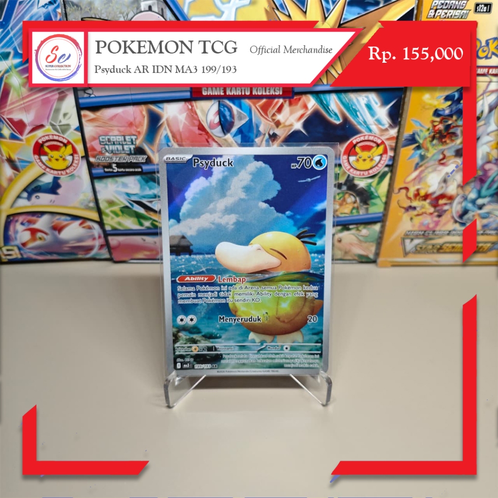 Pokemon Card Official Psyduck AR MA3 199/193 Indonesia Version