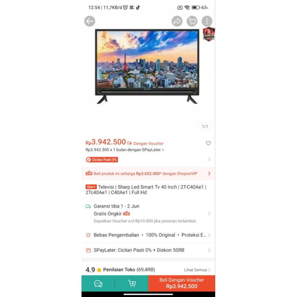 SHARP LED SMART TV 40 INCH (second)