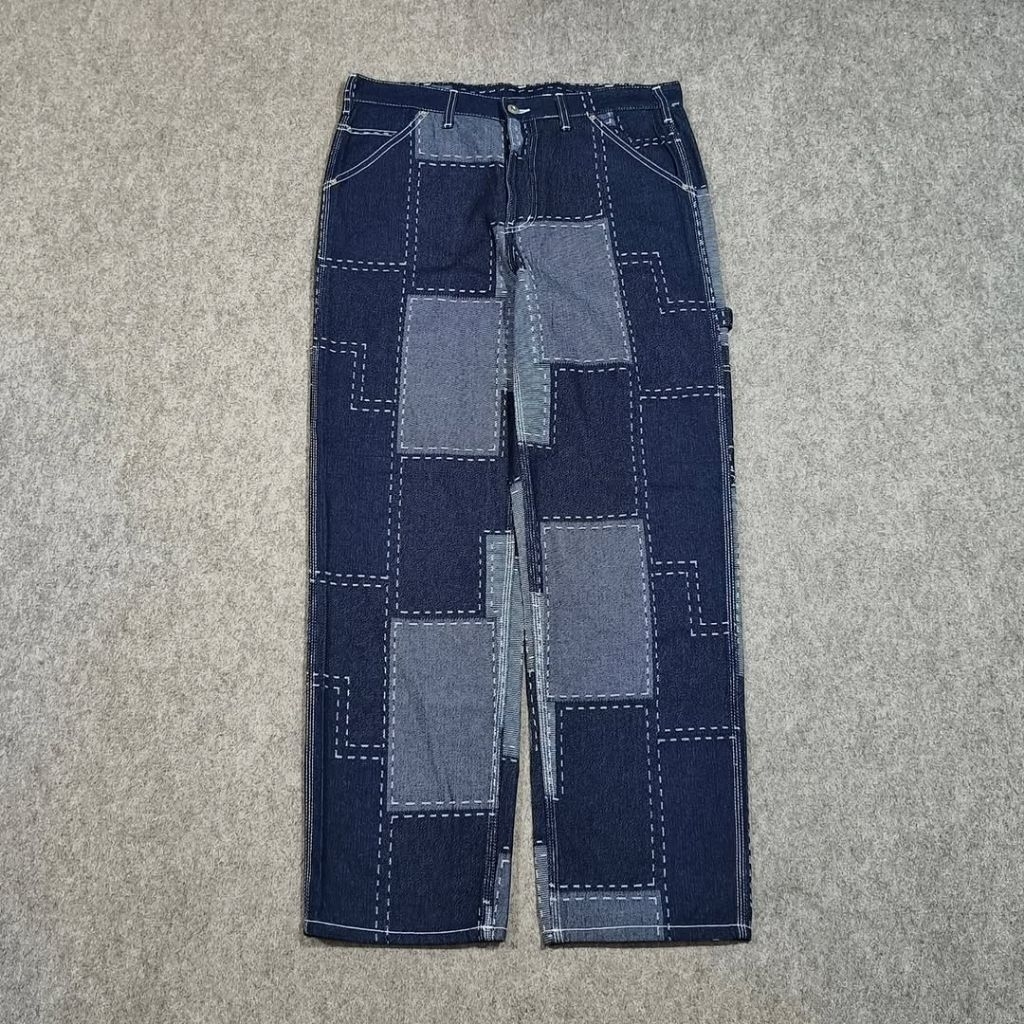 Celana panjang jeans pria patchwork work denim 4BLESS second carpenter size 33