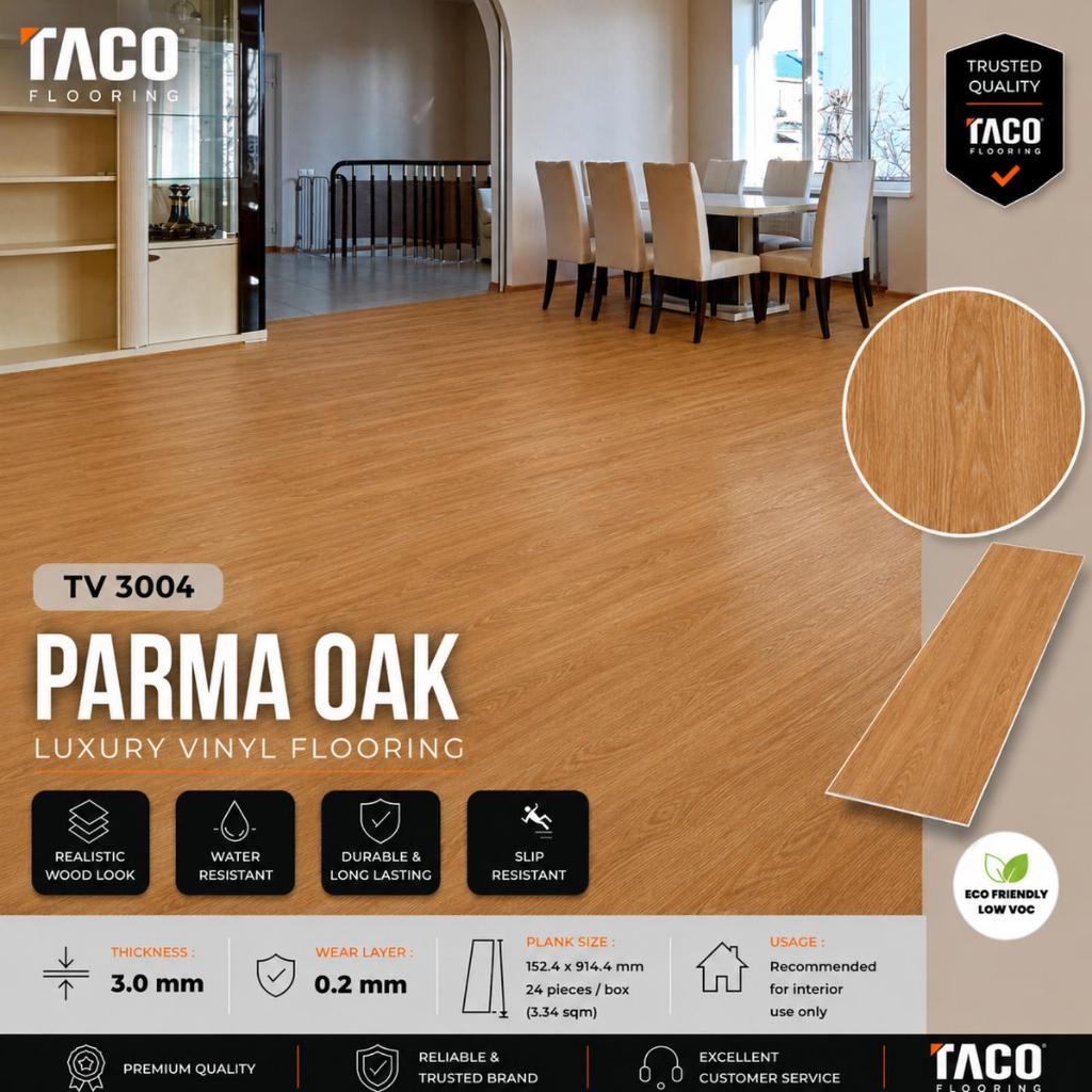 TACO Lantai Vinyl 3mm TV 3004 Parma Oak / Lantai Motif Kayu Taco