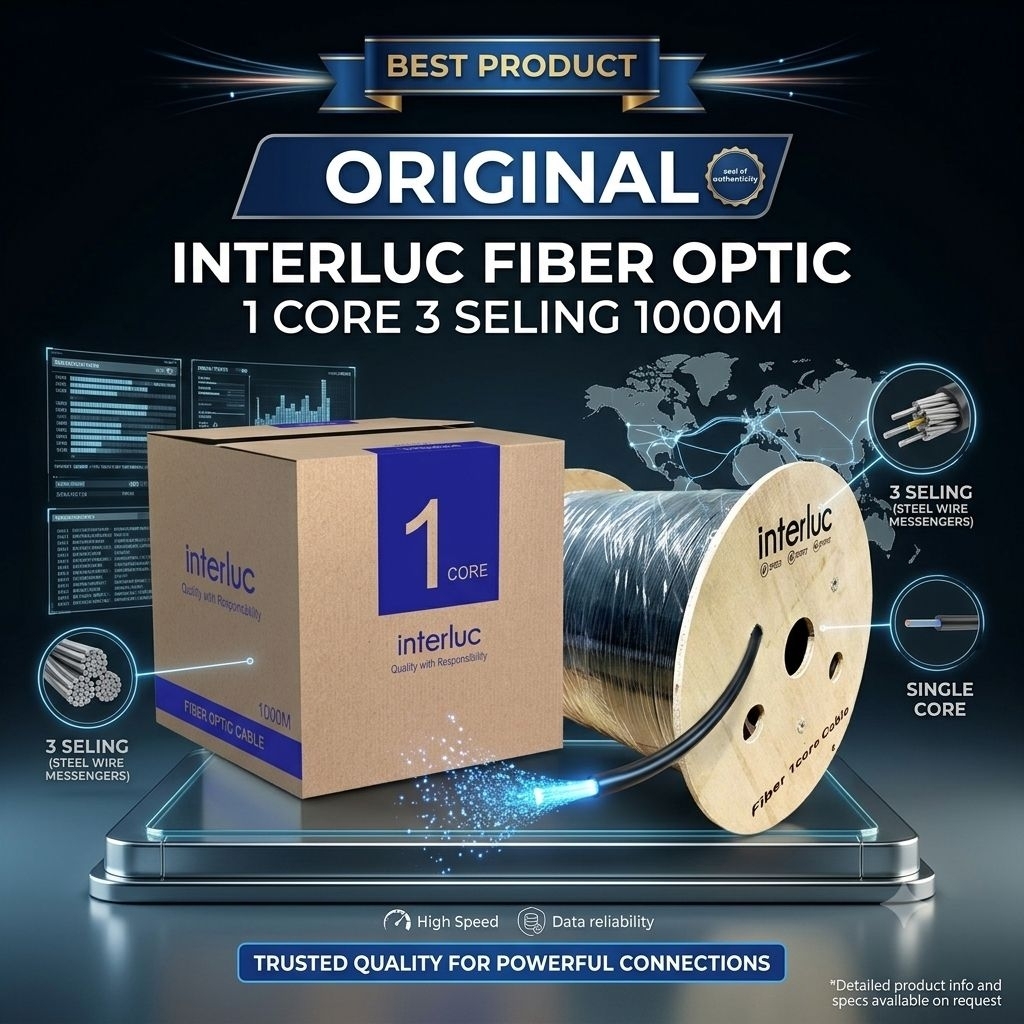 Interluc kabel fiber optic 1 core 3 seling 1000m premium/ roll kabel fo 1 core 3 seling best produk