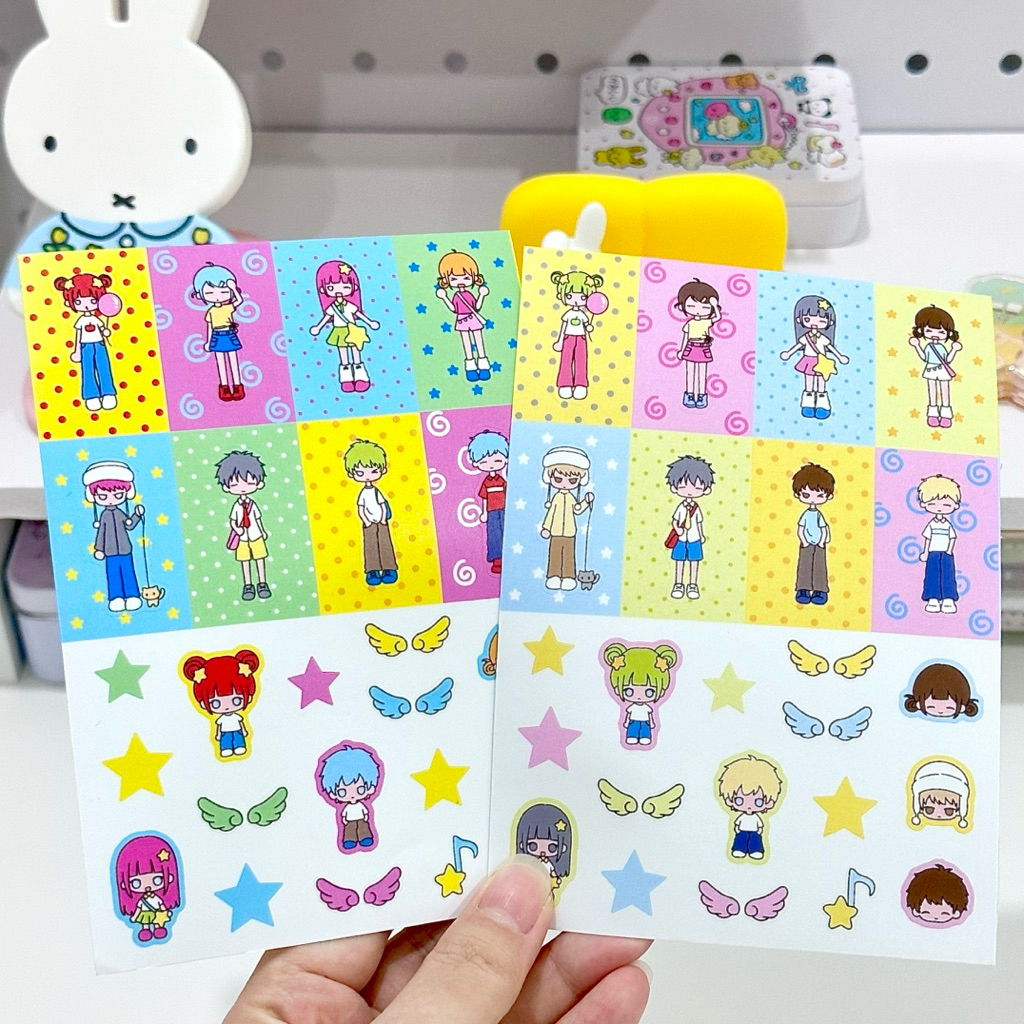 sticker sheet vinyl cute anime girl boy wing star dekorasi journal readystock stiker lucu