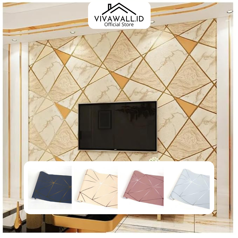 Wallpaper Stiker Dinding Segitiga Piramida Pyramid Abu Pink Kuning Biru Putih Walpaper Sticker GH202