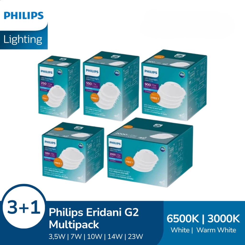 DOWNLIGHT LED PHILIPS ERIDANI DL190B MULTIPACK / PAKET 3+1 WHITE WARM WHITE 3,5W / 7W / 10W / 14W / 