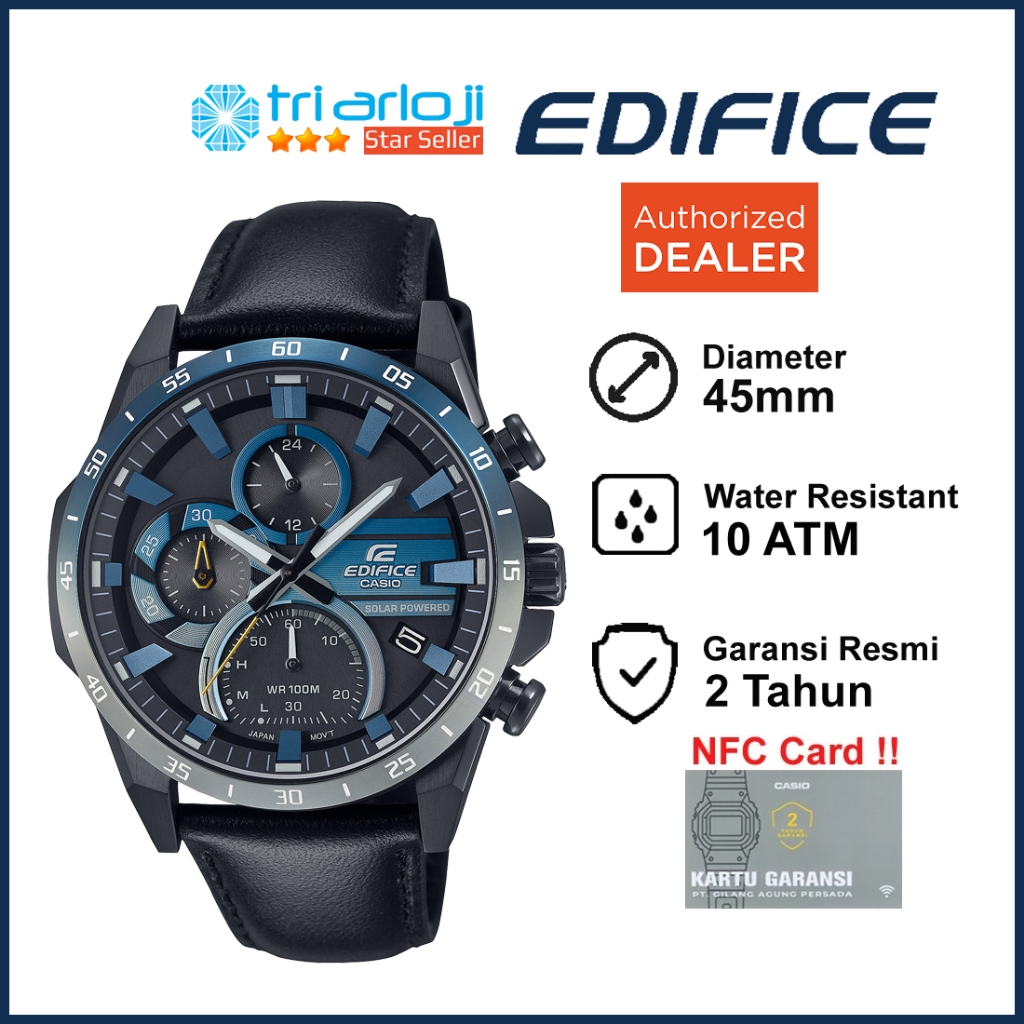 Casio EDIFICE EQS-940NL-1AVUDF Jam Tangan Pria Analog Solar Kulit EQS-940NL-1A EQS940NL