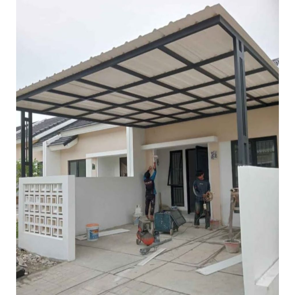 kanopi baja ringan dengan penutup atap upvc Alderon Doble layer