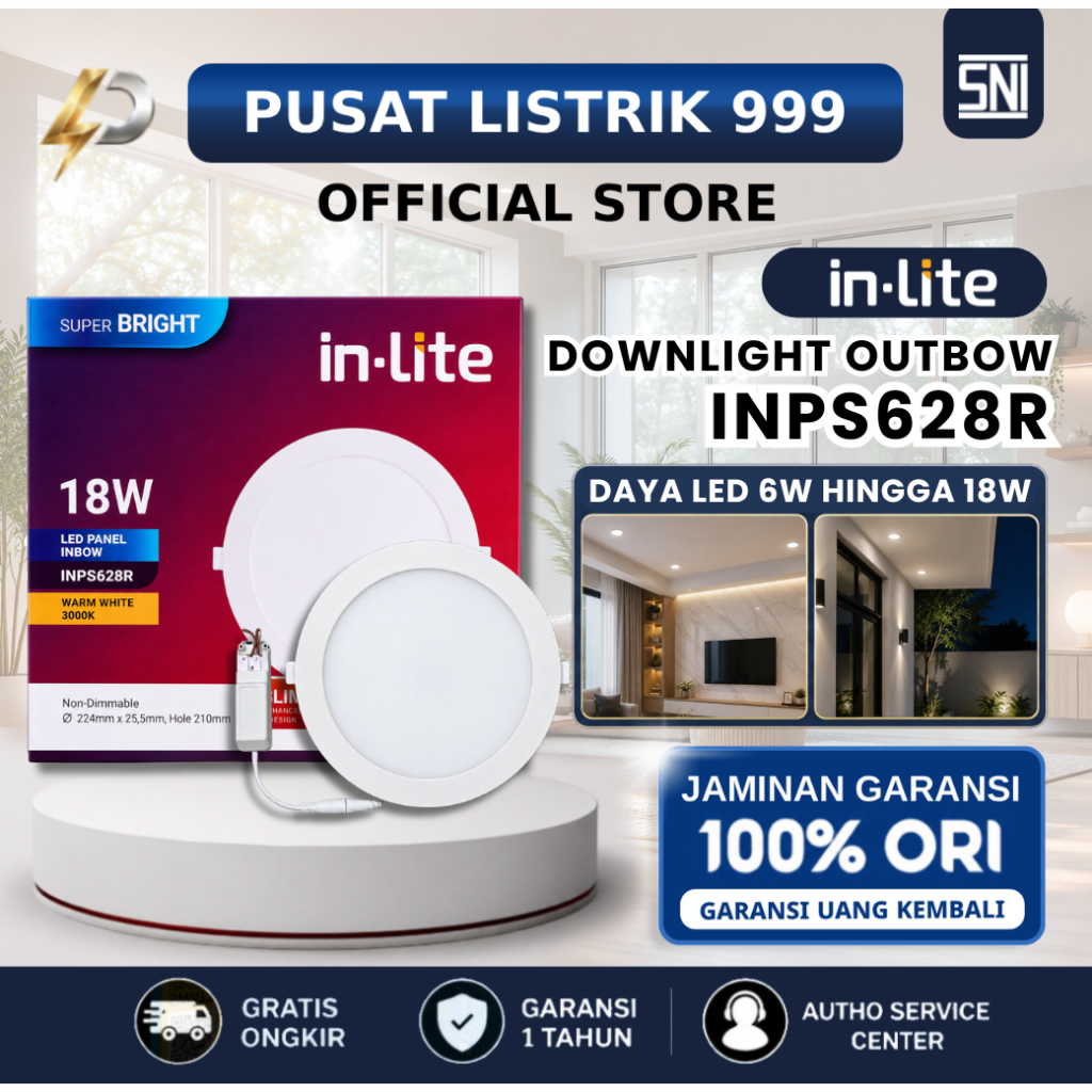 INLITE - LAMPU DOWNLIGHT INBOW BULAT / PANEL LIGHT LED INLITE INPS628R 3 WATT