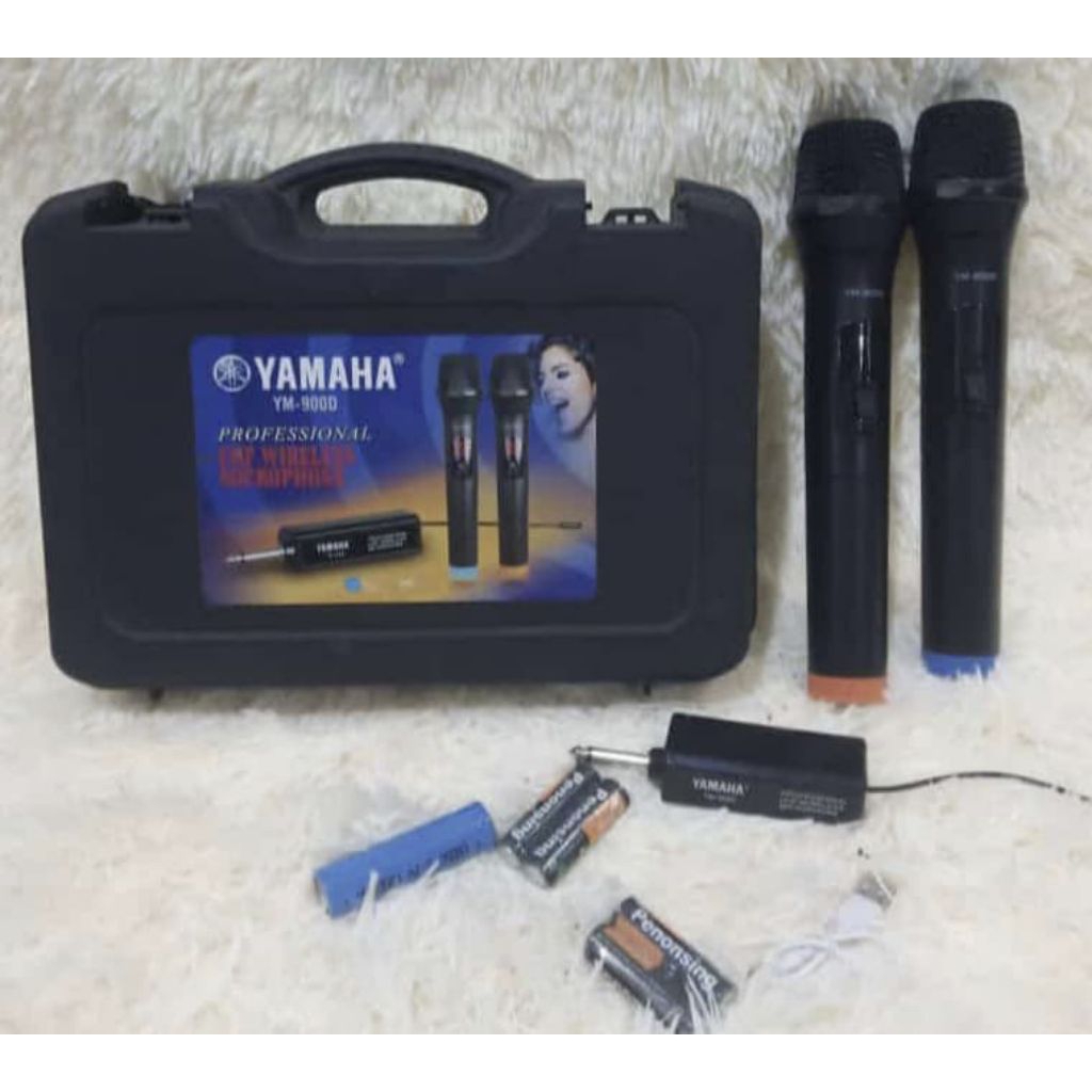 mic wireless double tanpa kabel yamaha ym-900d display LED