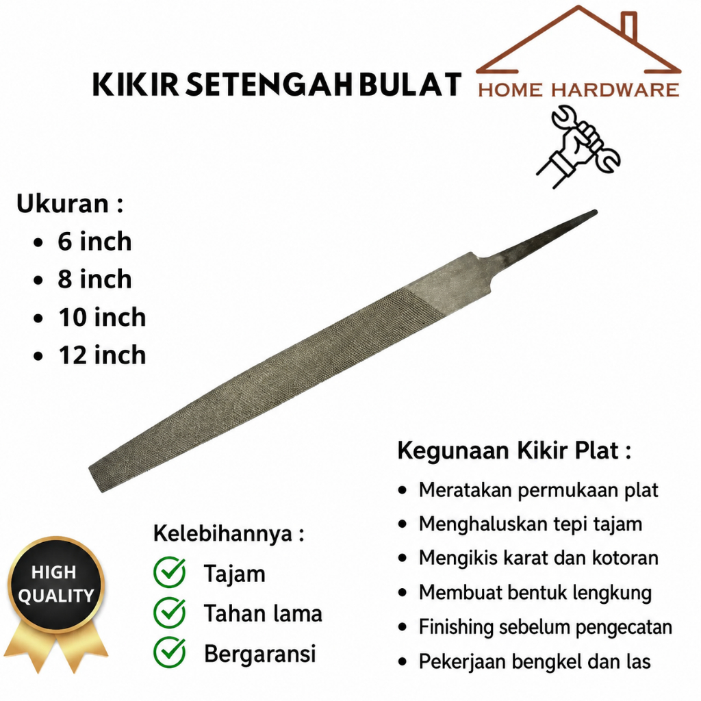 KIKIR SETENGAH BULAT, BULAT, KOTAK, KIKIR KAYU,KIKIR PLAT 6" 8" 10" 12" STEEL FILES - 6 INCH