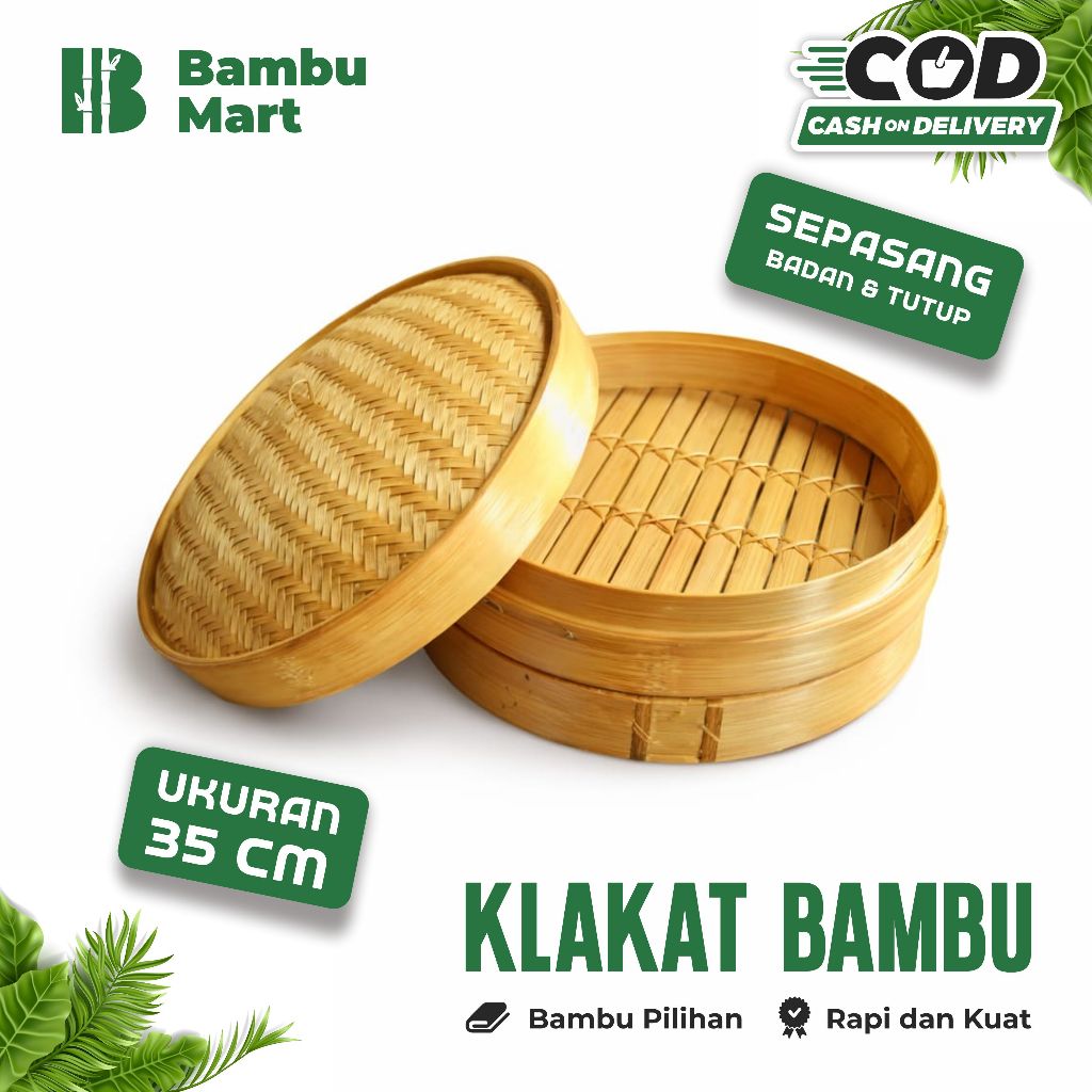 Klakat Bambu 35 cm | Kukusan Dimsum Siomay | Anyaman Bambu Asli