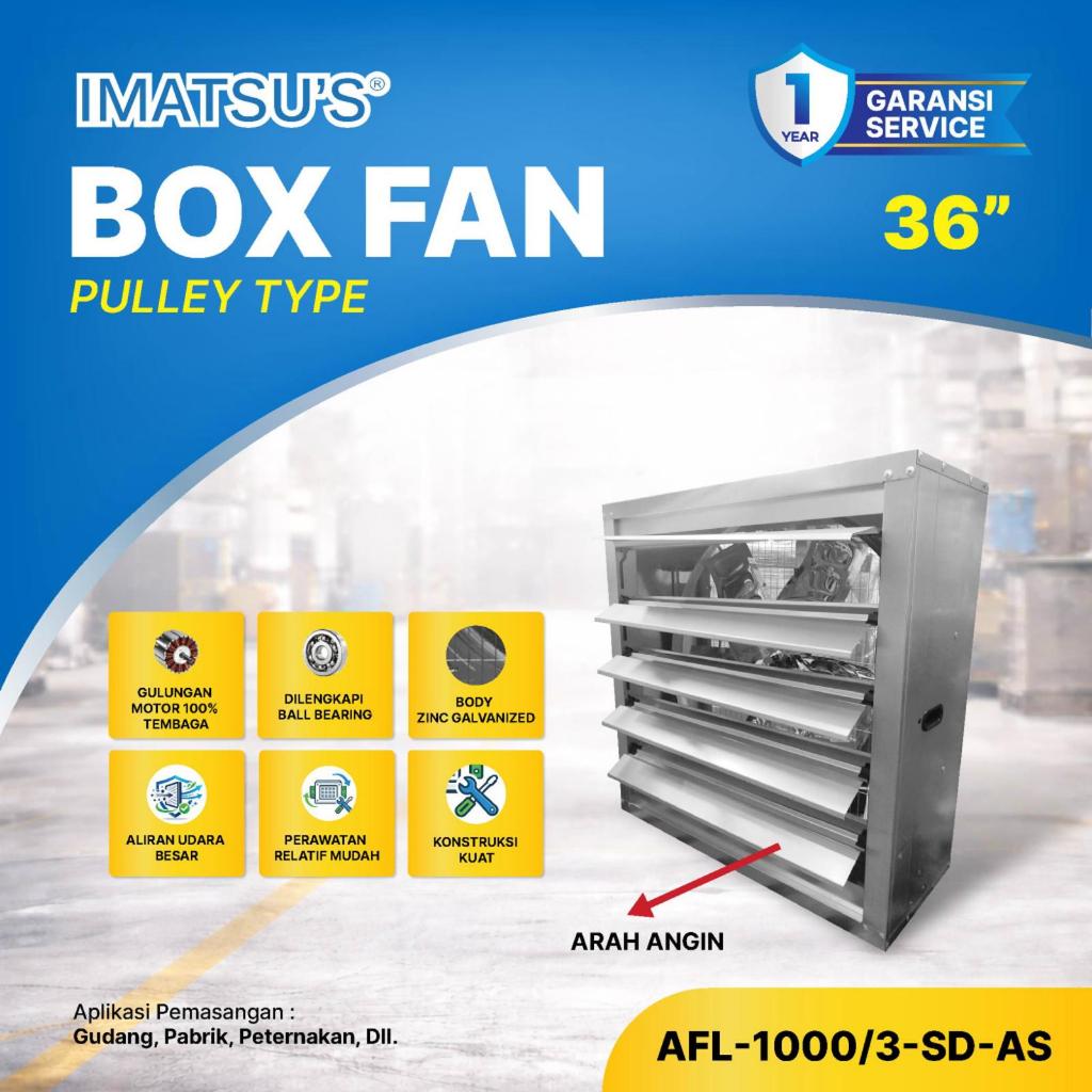 Imatsu’s Axial Box Fan 36 Inch Pulley Type – Kipas Box Industri Zinc Galvanized untuk Gudang, Pabrik