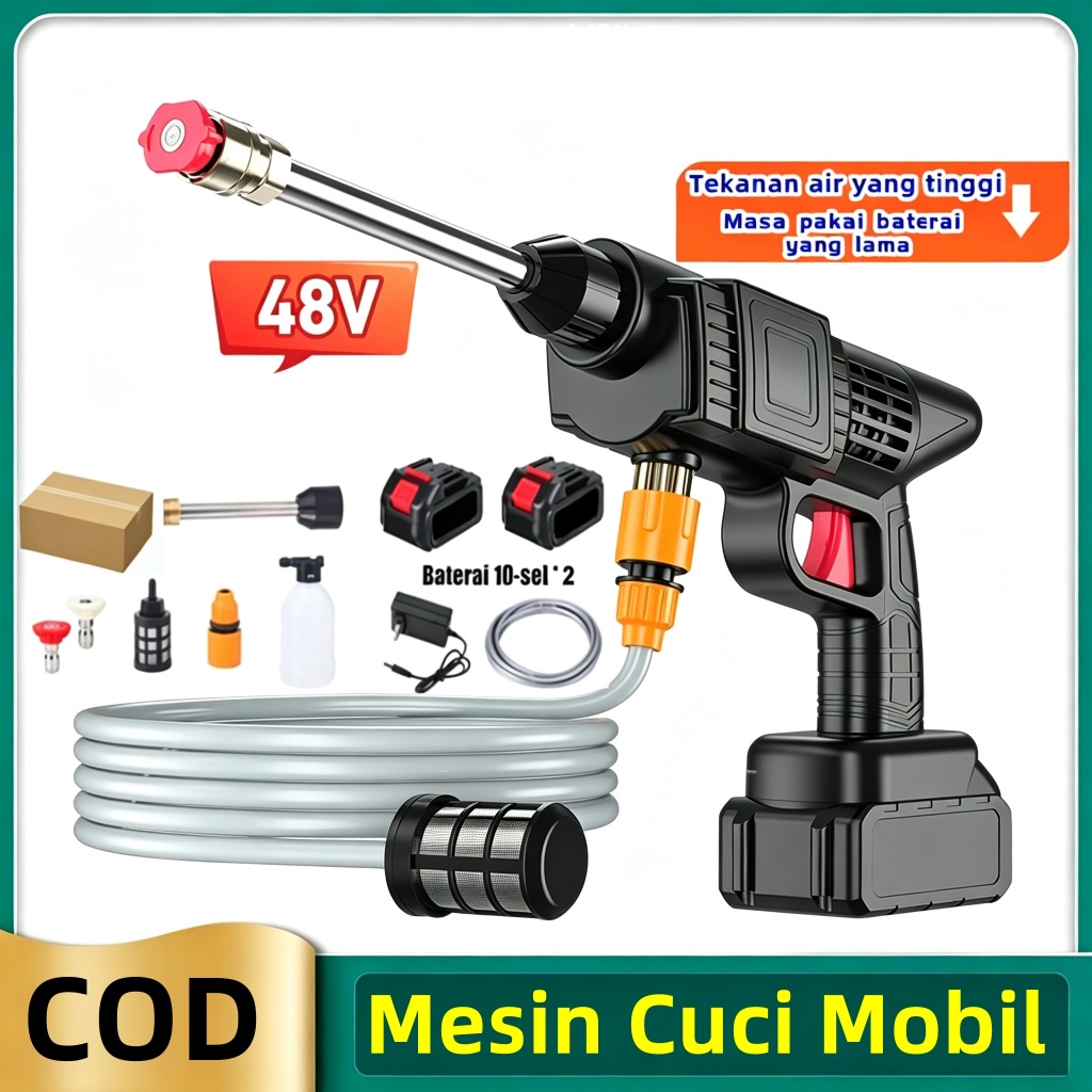 Mesin Cuci Mobil 48V Cordless High Pressure Portable Jet Cleaner Alat Cuci Motor AC Rumah COD