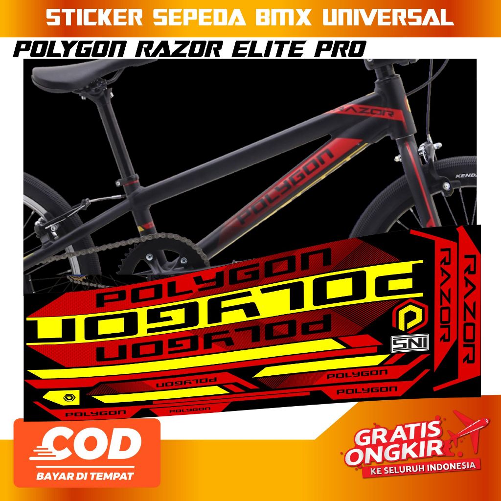 (COD) New Terbaru Stiker Striping Sepeda Polygon Razor Elite Pro BMX 18 20 glossy lentur anti air wa