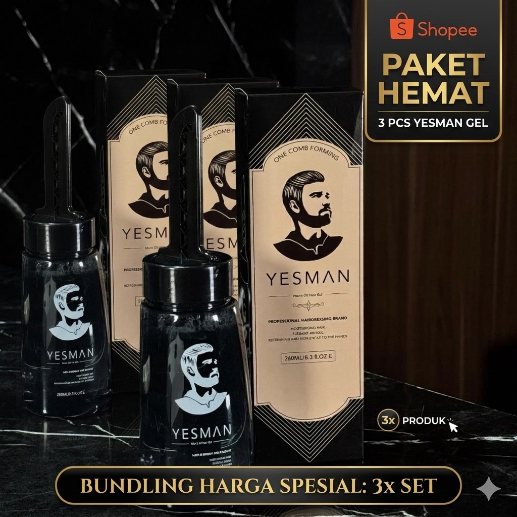 [3 PCS] YESMAN Hair Styling Gel Pria 260ml Strong Hold Gel Rambut Tahan Lama Water Based