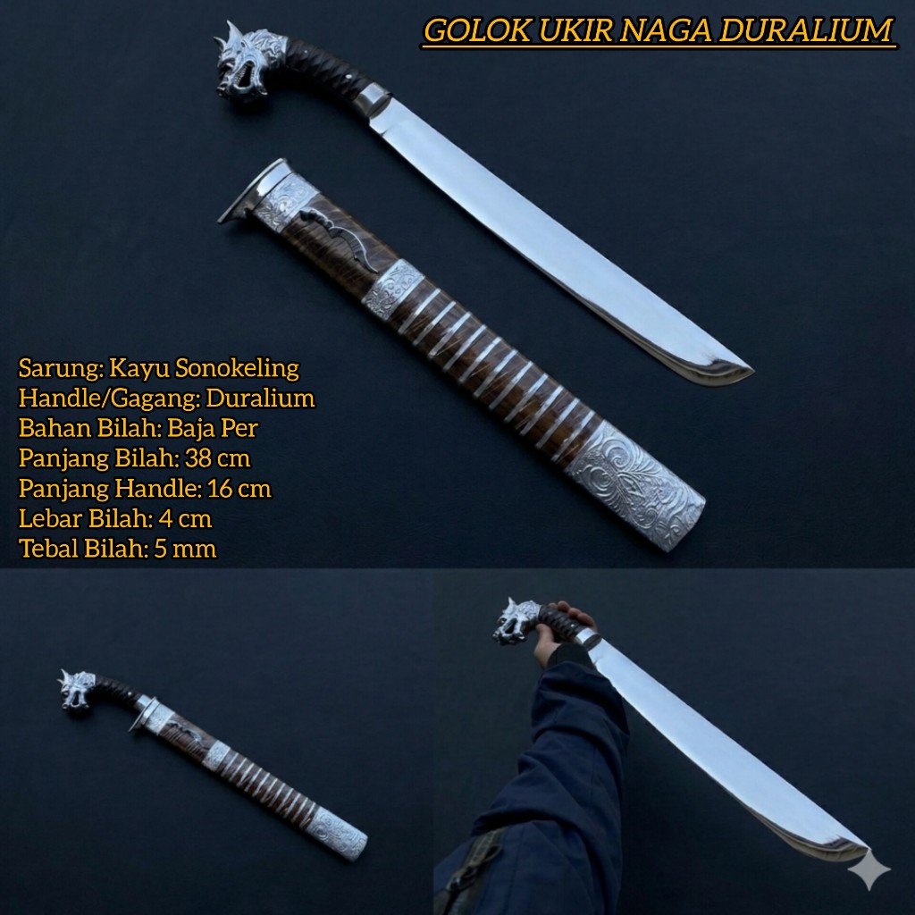 GOLOK CIBATU DURALIUM UKIR NAGA PREMIUM