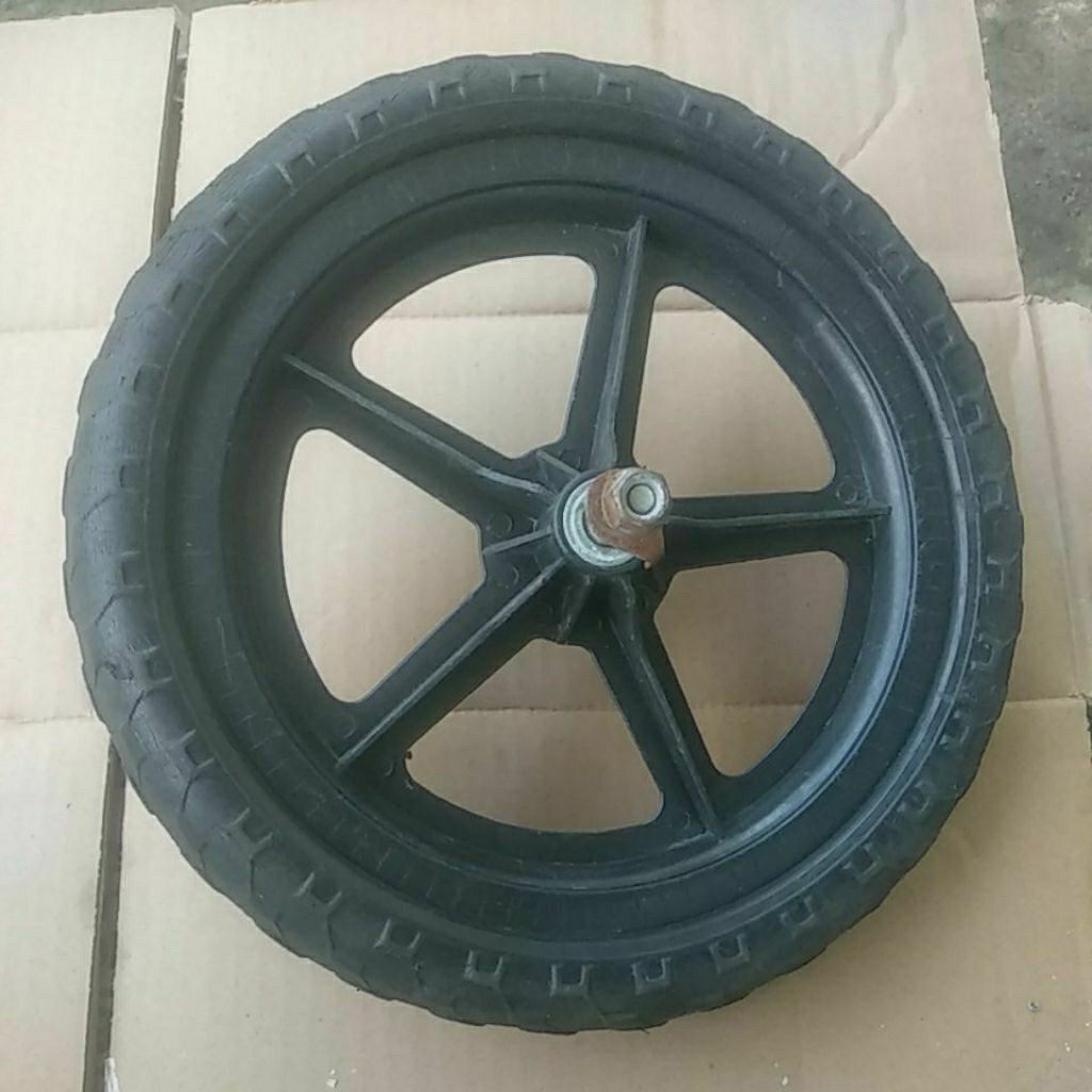 roda bekas pushbike/balance bike original diameter roda 26cm lengkap as besi