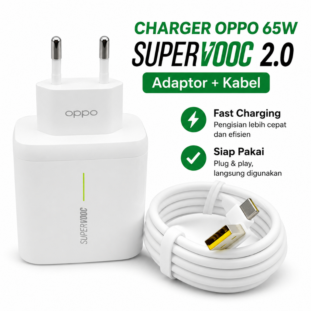 Charger 65 Watt Type C Fast Charging Oppo Reno 5 6 8 Original 100% Carger Casan HP Ori