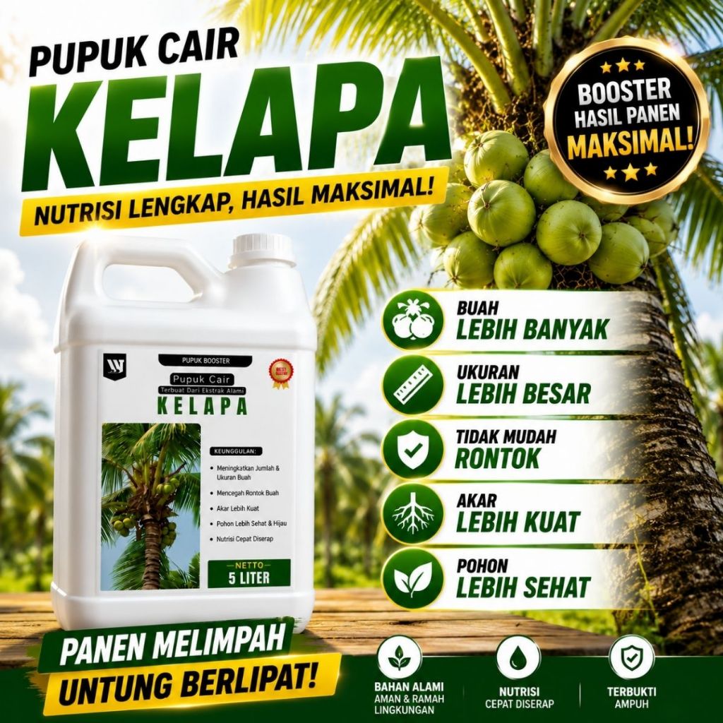 Pupuk Kelapa Agar Cepat Berbuah & Buah Lebih Besar | Booster Kelapa Hibrida, Hijau Pendek, Kopyor An
