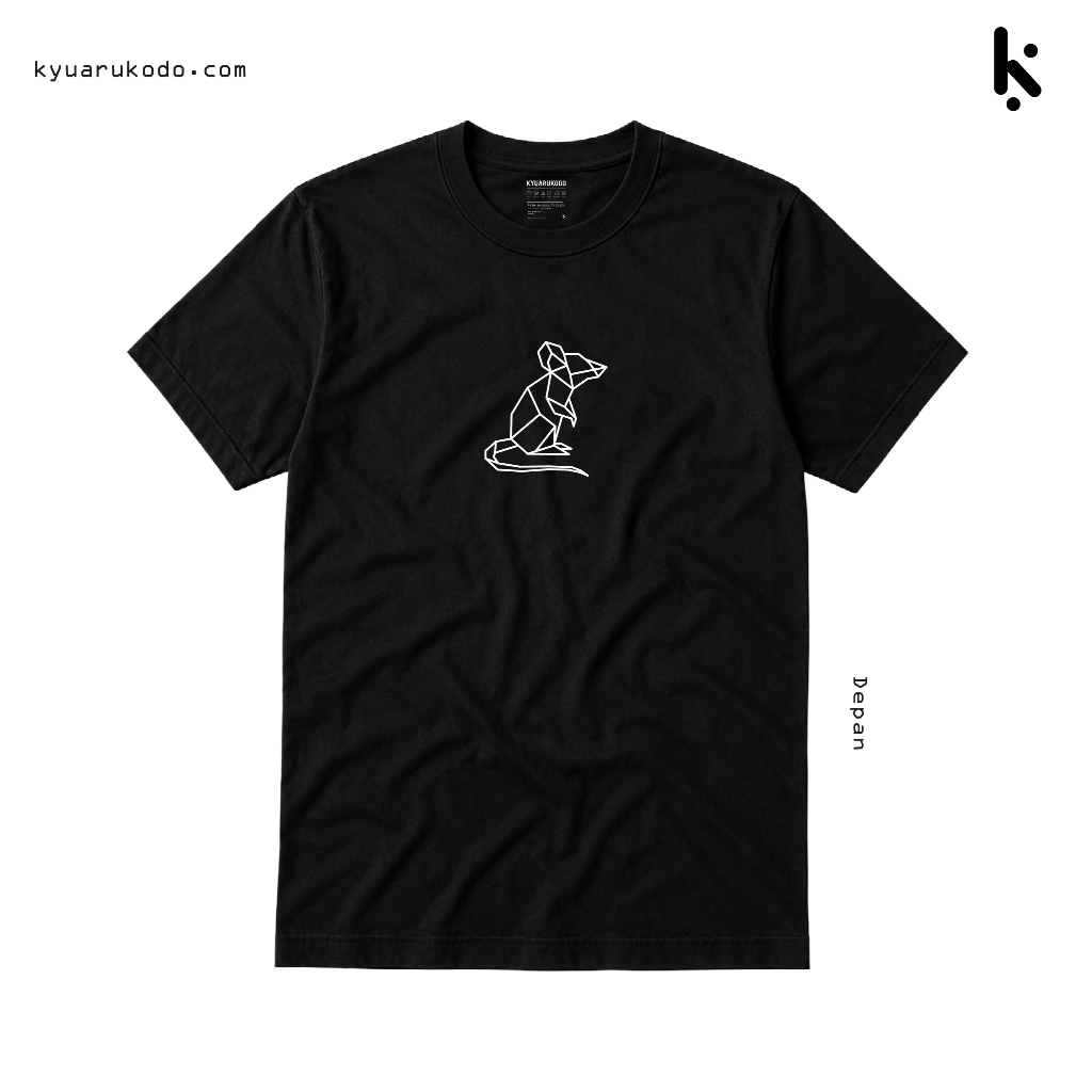 Kyuarukodo T-Shirt Warna Hitam dan Putih Pria Wanita QR Code Mouse Line Three Identitas Digital dan 