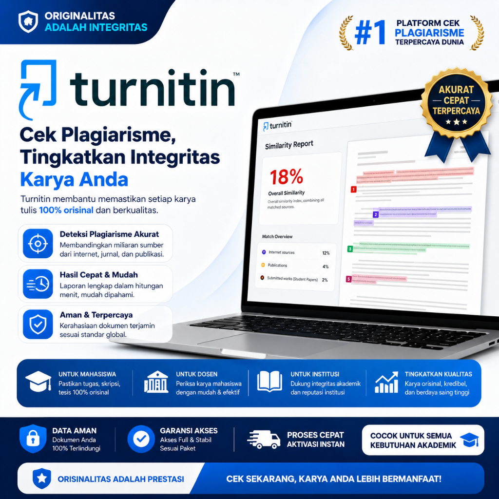Turnitin Akun Premium - Cepat, Praktis, Full Garansi Mingguan