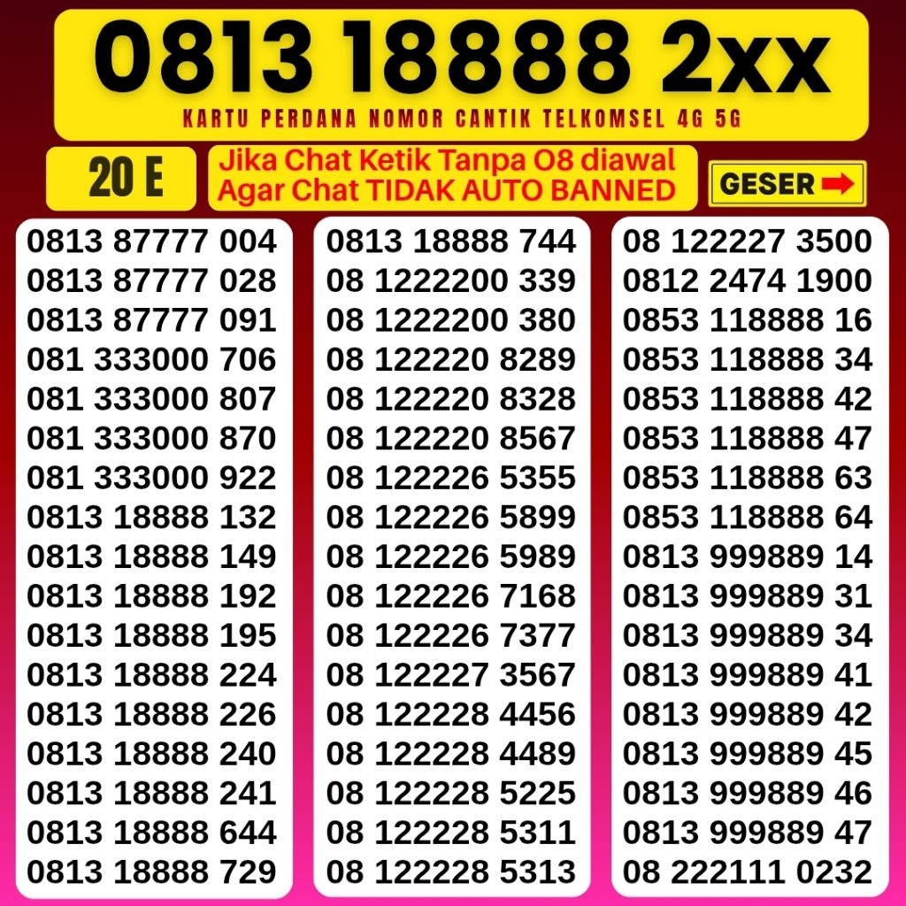 NOMOR CANTIK SIMPATI 11 digit 12digit TELKOMSEL 4G 5G NOCAN SIMPATI NOMER TELKOMSEL
