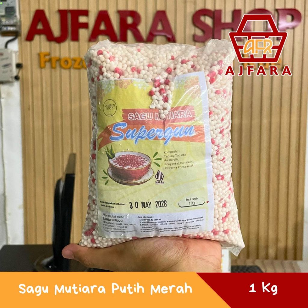 Sagu Mutiara Superguna Samben Food Putih Merah 1 Kg Bahan Bubur Es Teler Campur Hunkwe Puding Desser